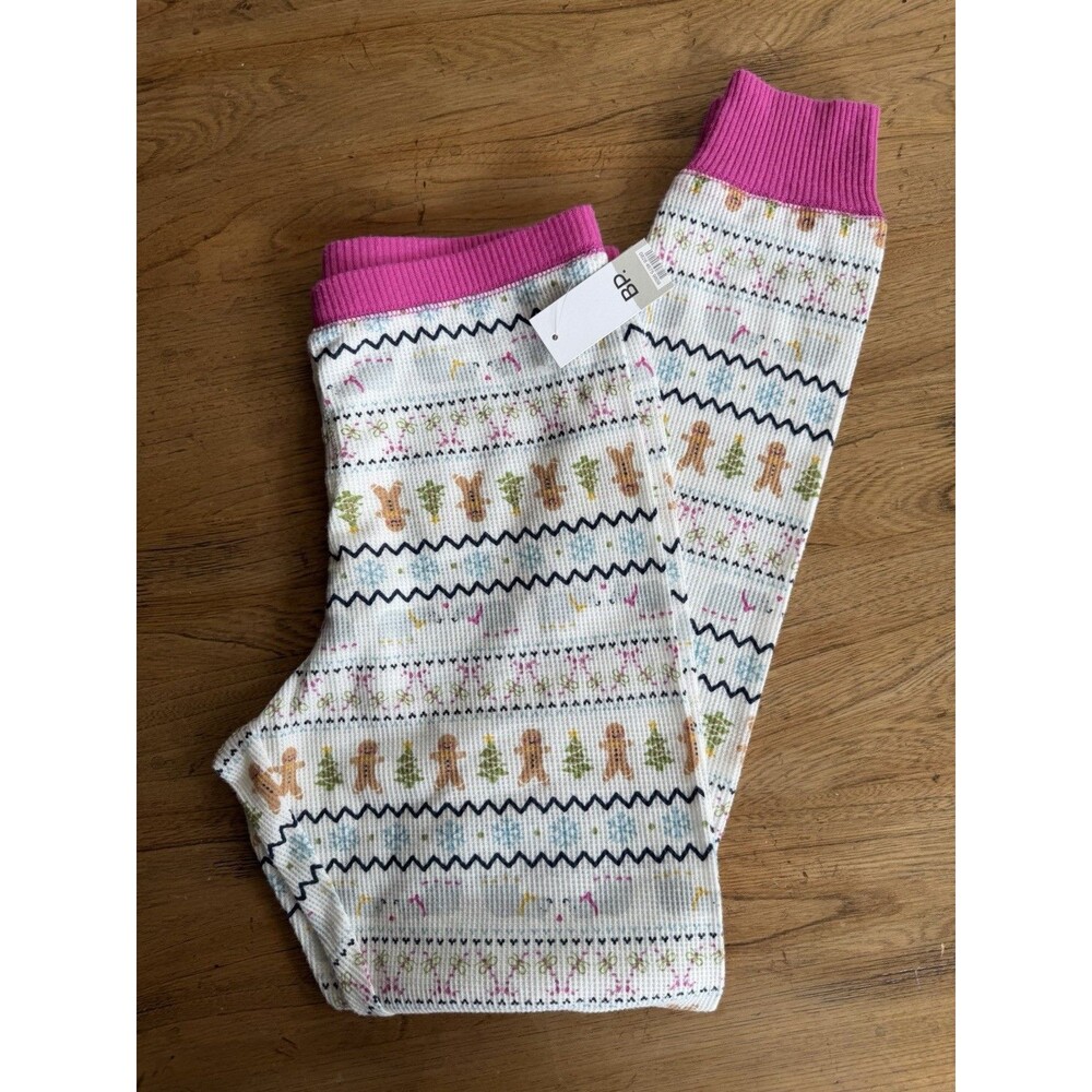 BP NWT Size M Thermal Leggings Pajama Bottom Holiday Print Gingerbread Lounge